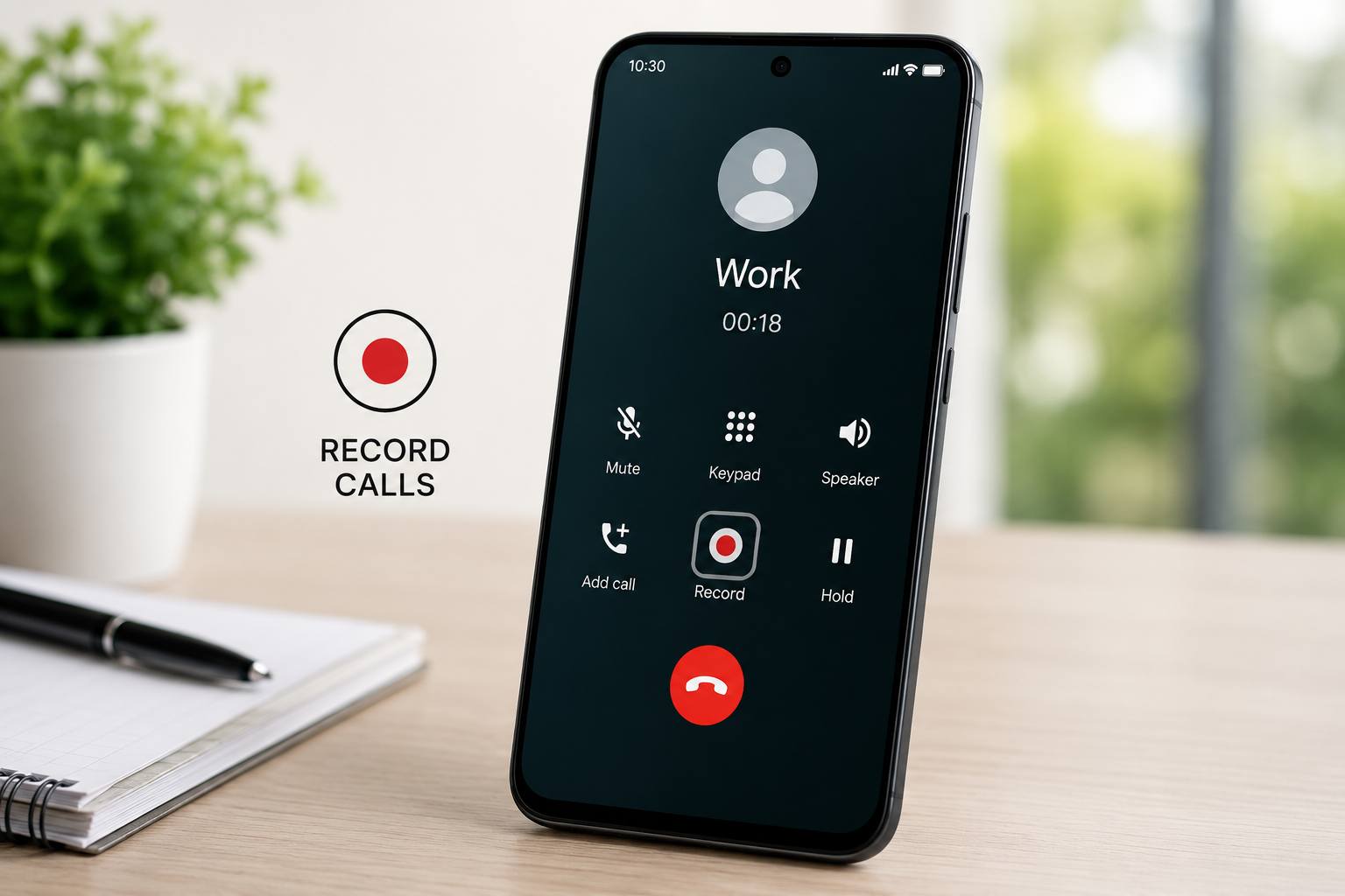 Smartphone in modern office setting
